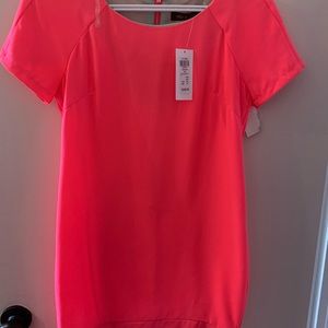 Hot pink midi dress, lined in aqua by Honey.  Fun and light for summer.  NWT.